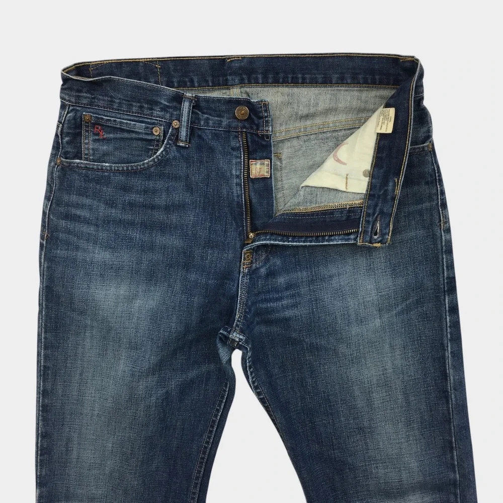 Polo Ralph Lauren Mens Straight Denim Jeans Vintage Morningside Wash Blue 32x30